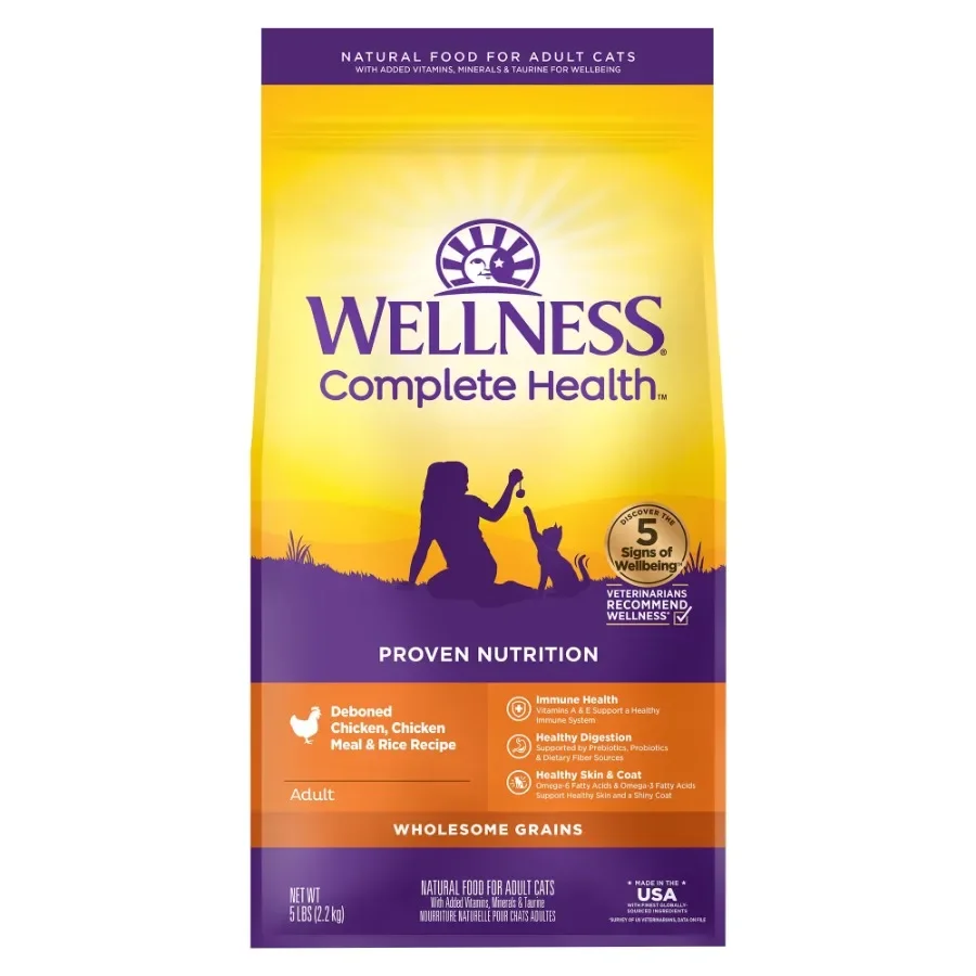 Complete Health Adult Dry Cat Food, Natural, Wholesome Grains Kibble, Chicken Recipe, 5 lb Bag