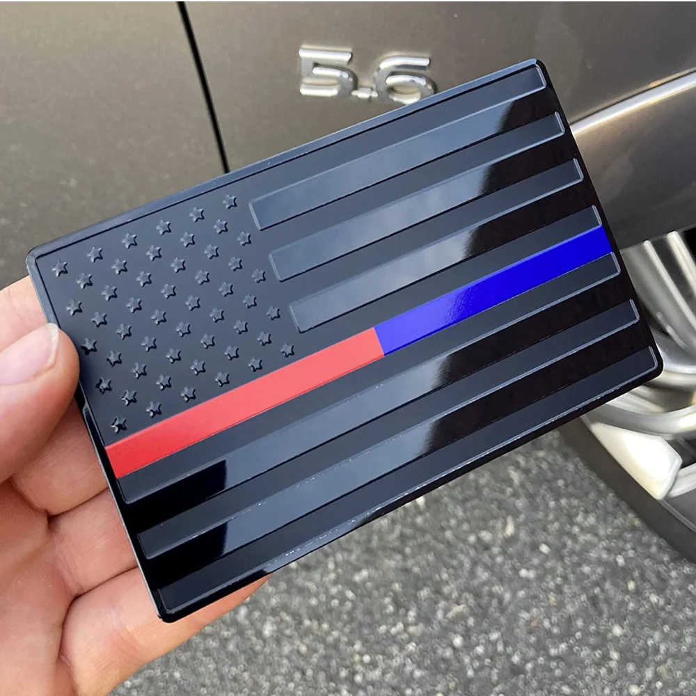 

Black Red Blue US American Flag Fender Car Trunk Door Tailgate Emblem Universal Stickers Gadget Accessories