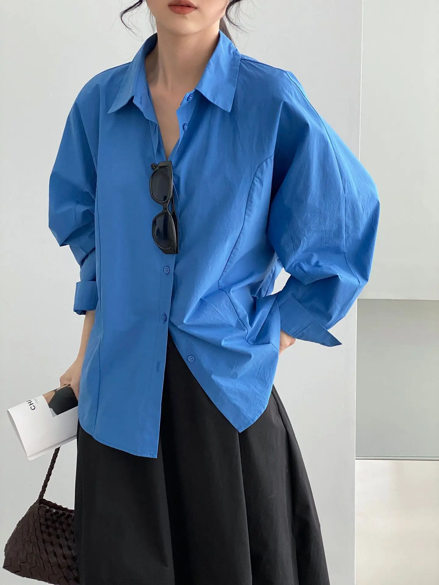 Women Autumn Pink Blouses Casual Turn Down Collar Fashion Womens Blue Tops And Blouses Fashion Shirts Blusas Roupa Feminina