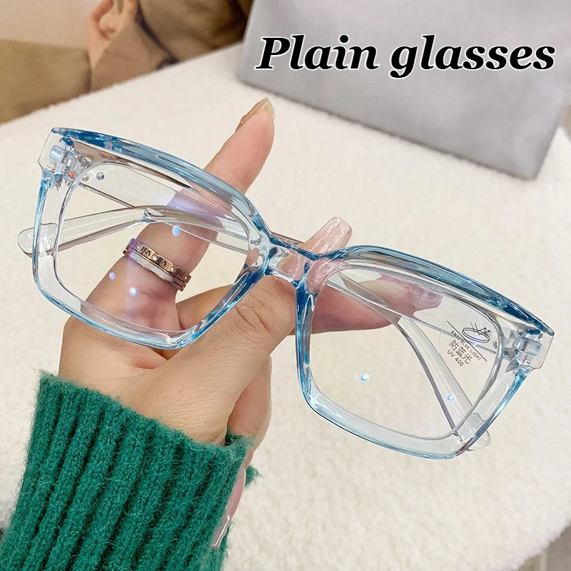 

Мужские и женские модные плоские очки с защитой от синего света, прозрачные полнокадровые популярные очки, новые оптические очки в большой оправе