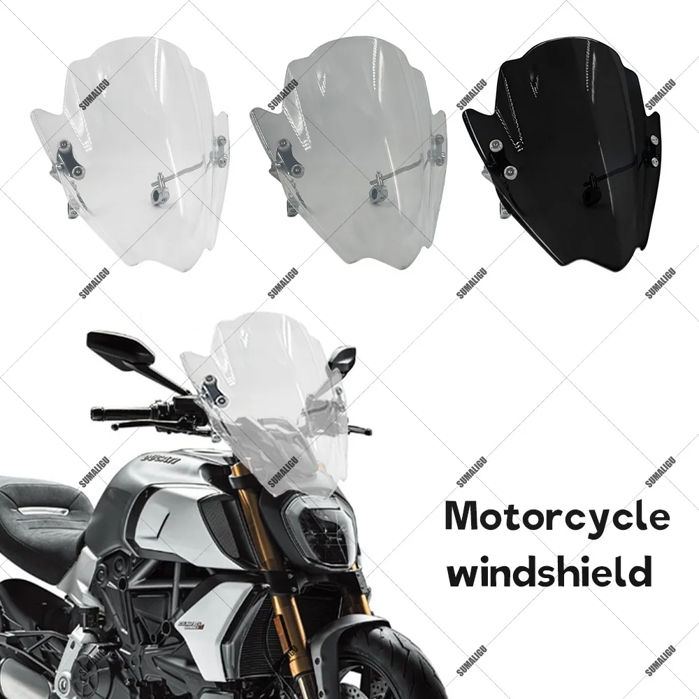 

For Ducati Diavel 2019, 2020 2021New Universal Adjustable Windshield Sun Visor Deflector Kit Handlebar tube diameter 22.25.28 MM