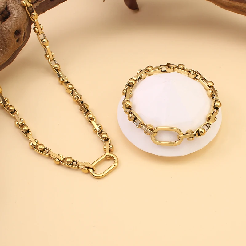 Trendy 18K Gold Plated Stainless Steel novelty link Necklace Unisex Chunky Punk Necklaces Chains Jewelry Waterproof Accessories