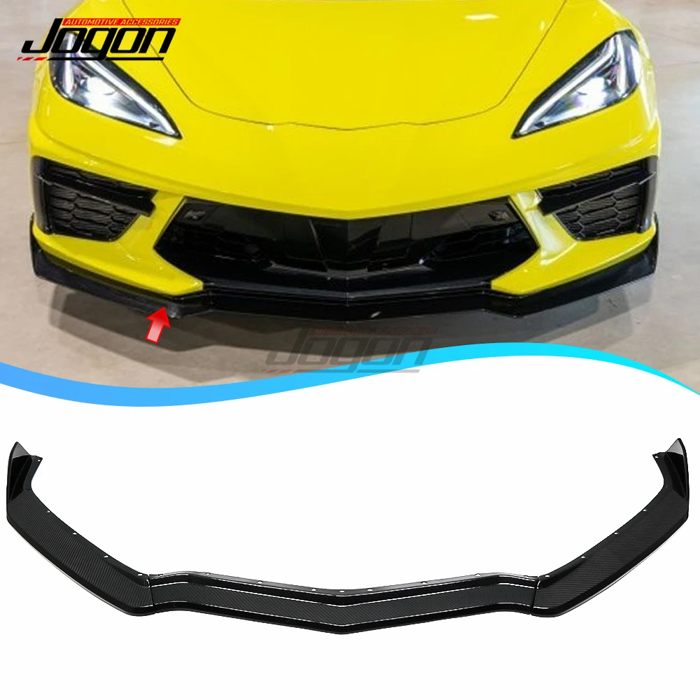 

3PCS Carbon Fiber Front Bumper Lip Spoiler Cover Trim For Chevrolet Corvette C8 GM Z51 STG 2020-2022 Front Bumper Lip Splitter