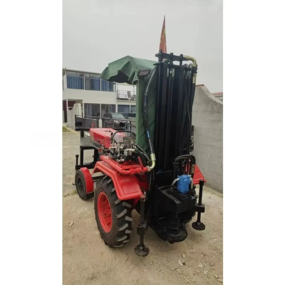 4 Wheels 100m Portable Mini Underground Water Well Tractor Mounted Drilling Rig Spot for Sale