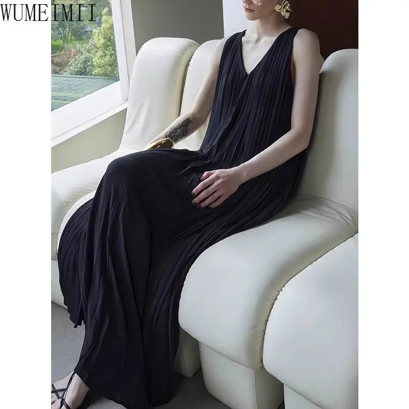 High-end women's white couture three-dimensional pleated long dress chiffon v-neck dress women's summer