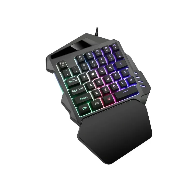 Wired Mini Gaming Keyboard 35 Keys One-Handed RGB LED Gaming Keyboard