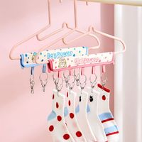 Portable with 5 Clips Travel Clothes Hanger Detachable Cartoon Hanging Drying Rack Space Saving Non-Slip Socks Hanger Clips