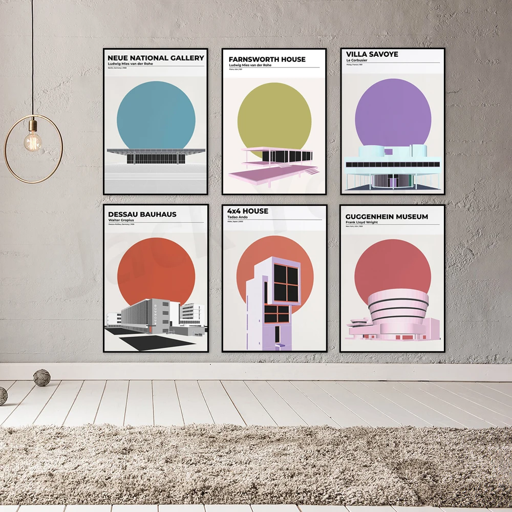 

Architecture poster | Villa Savoye Le Corbusier |Guggenhein Museum | Architecture print | Architecture print | Wall Art decor