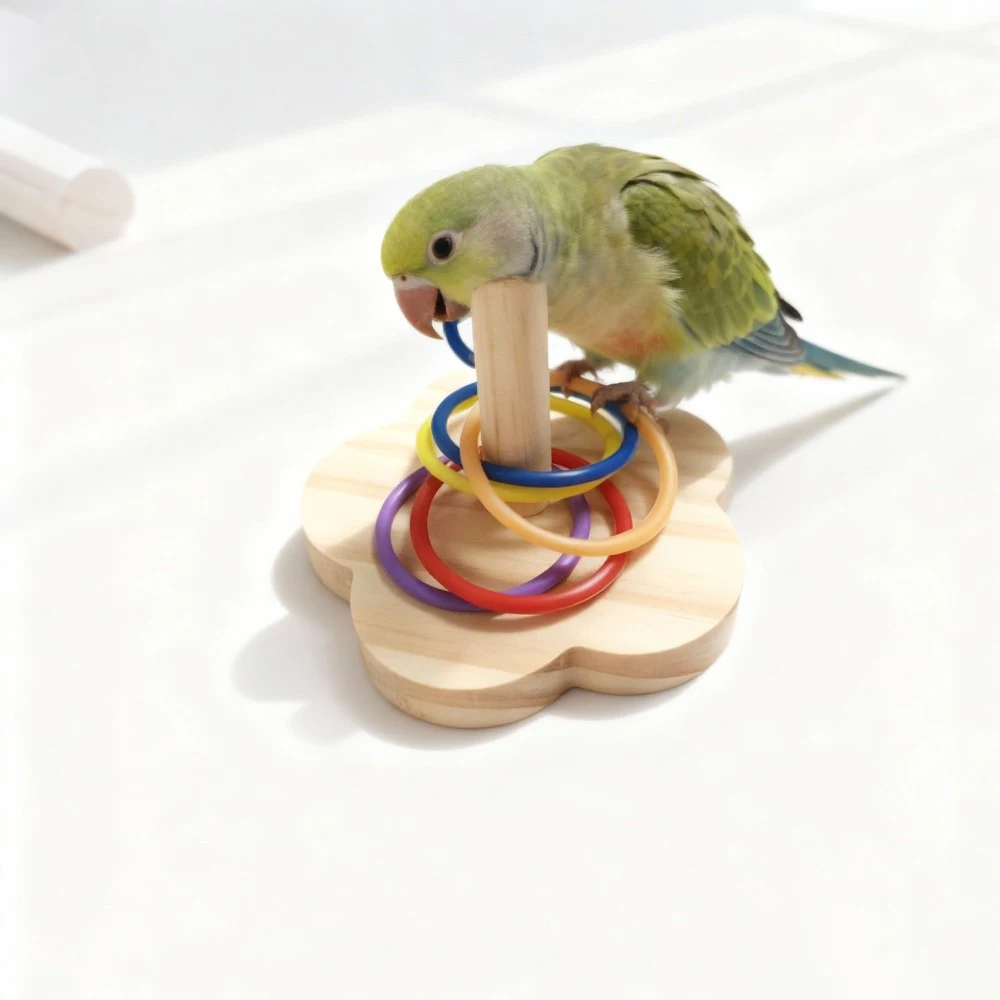 1PC Wooden Parrot Intelligence Training Toy Colorful Ring Toss Desktop Puzzle for Budgie Cockatiel Conure Cage Accessories Wares