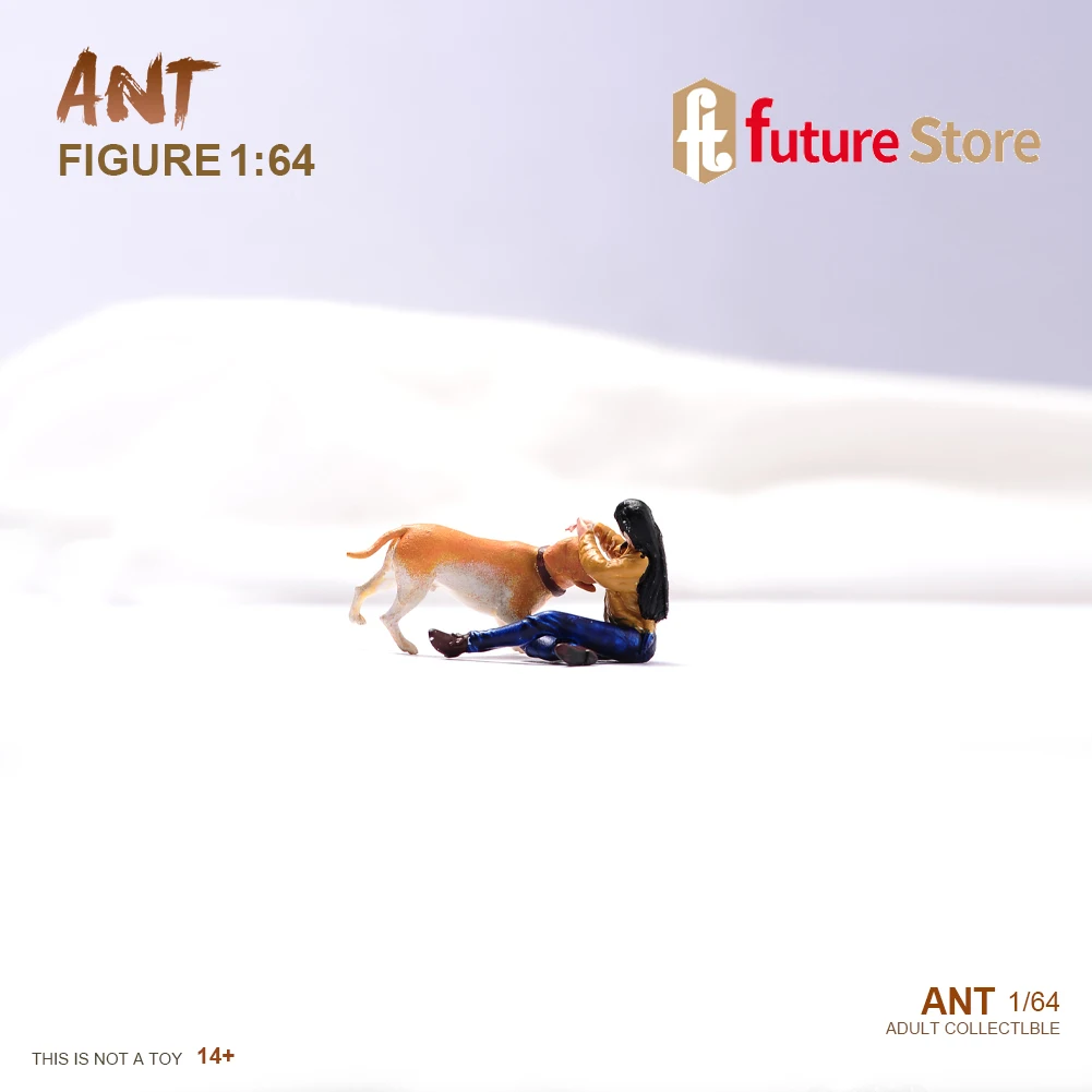 ANT 3D Print 1/87 1/64 1/43 Girl And Dog Painted Diorama Figure Model Miniature Creative Photography Cars Vehicles Toys