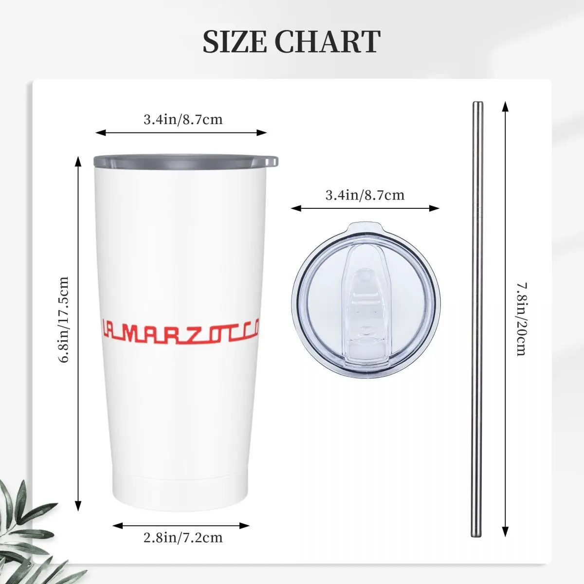 La Marzocco Brand Coffee Machine Stainless Steel Tumbler Vacuum Insulated Mug Thermal Cold Cup Straw With Lid 20oz