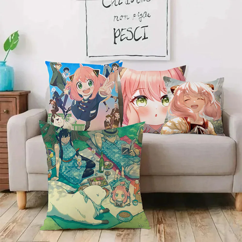 Hot Anime Spy × Family Anya Pillow Covers Cartoon Sofa Decorative Home Double-sided Printing Short Plush Cute Cushion Cover