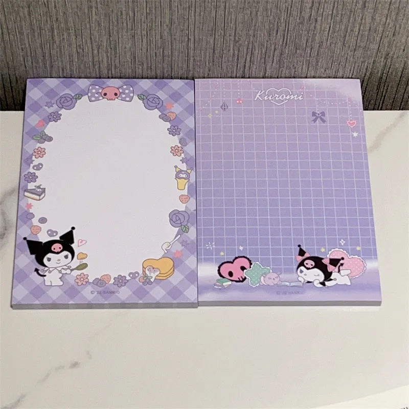 3pcs Kuromi Cartoon Stationery Memo Large Tearable Notebook Sticky Notes Message Notes Color Page Paper Student Notes Book