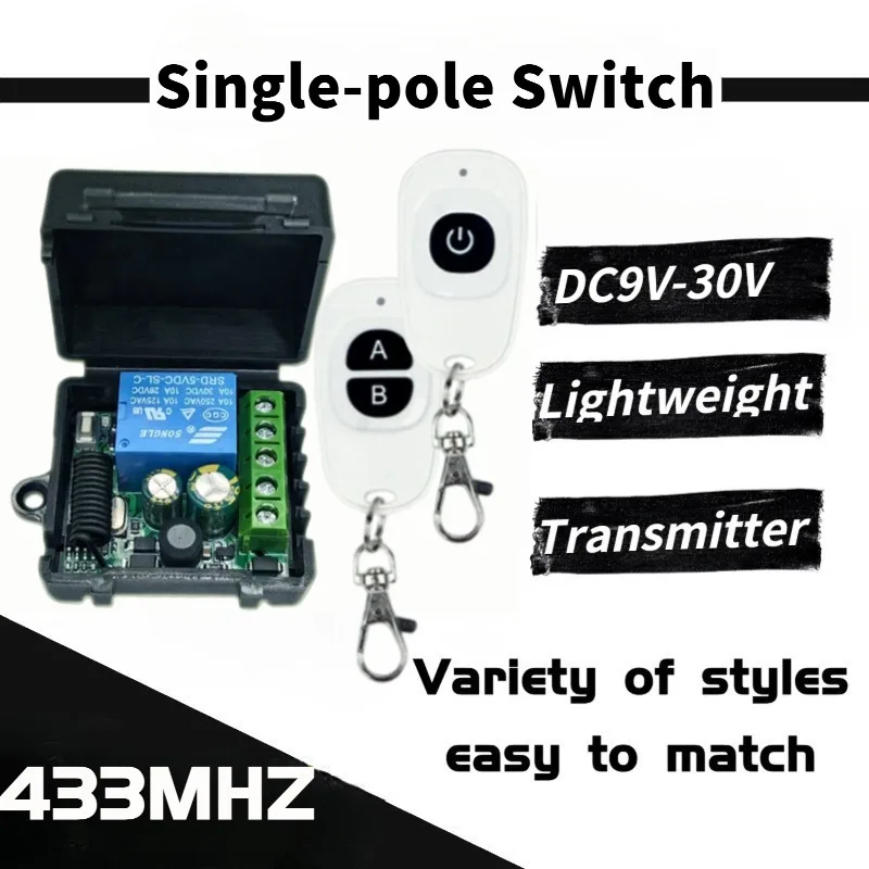 Wireless Remote Control Switch DC 12V 10A 1-Channel Relay Module Receiver Remote Door Transmitter Switch 433.92MHz