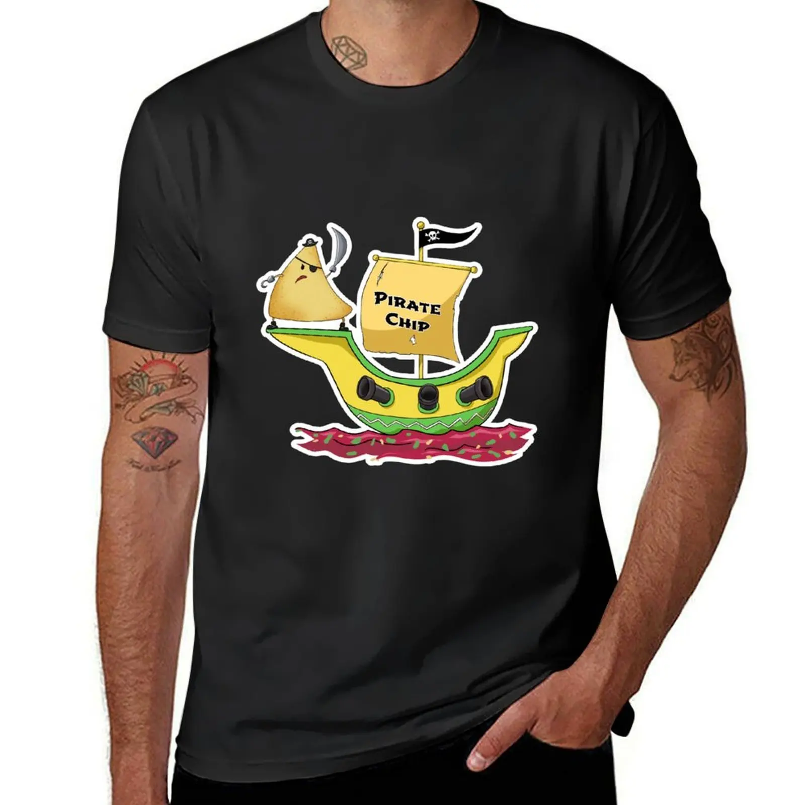

pirate Chip T-Shirt funnys summer top mens white t shirts