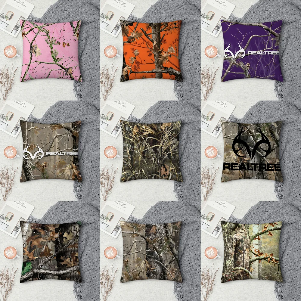 R-Realtree Camo Pillow Case Sofa Decorative Home Double-sided Printing Short Plush Cushion Cover Throw Pillow Cover Gifts