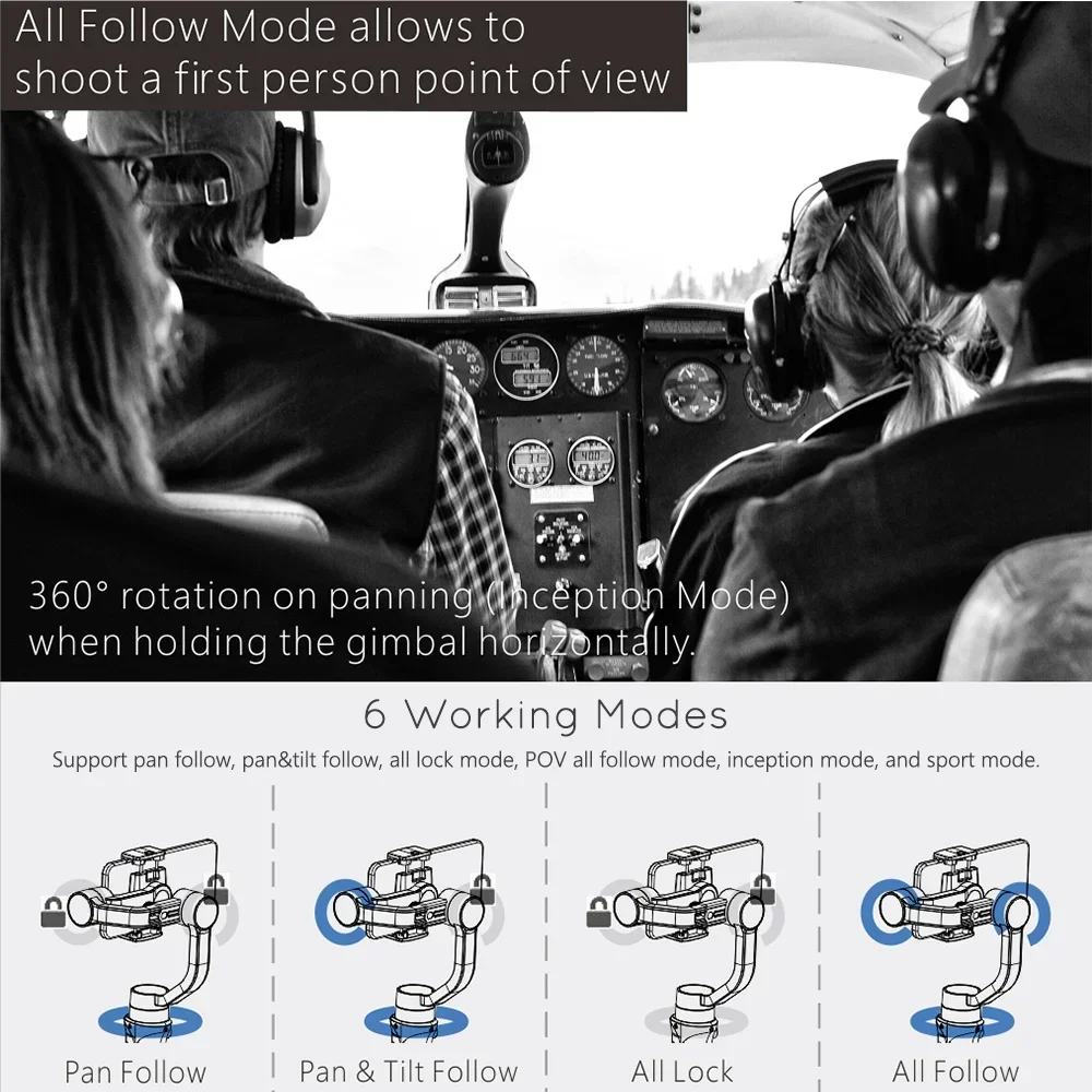 มือถือGimbal StabilizerการติดตามอัตโนมัติMotion Time Lapse Panoramicการถ่ายภาพซูมควบคุม 3 แกนGimbal Stabilizerสําหรับโทรศัพท์