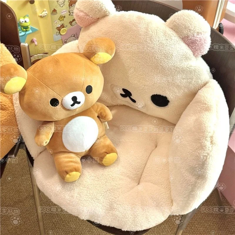 2026 New Rilakkuma Plush Bolster Thickened Winter All-in-one Seat Cushion For Students Chairs Tatami Mat Warmth Cushion