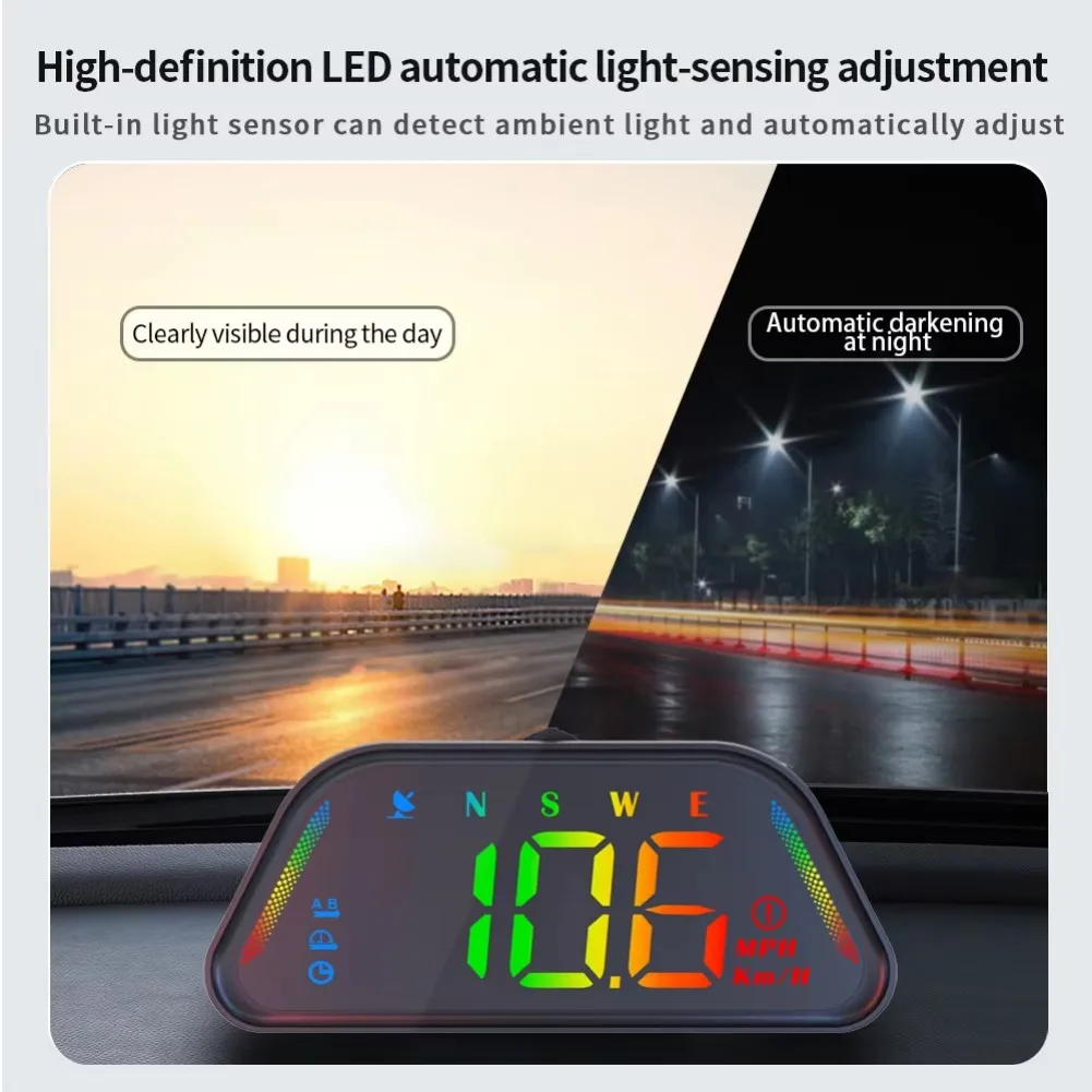 For Night Driving Car HUD Head Up Display Rotary Suction Cup Mount Anti-slip Pad Included Accurate GPS Speed Display