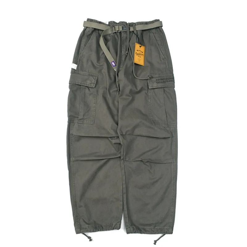 

Брюки-карго японского уличного бренда - винтажные потертые хлопковые брюки с несколькими карманами, свободные брюки прямого кроя для молодежной повседневной одежды