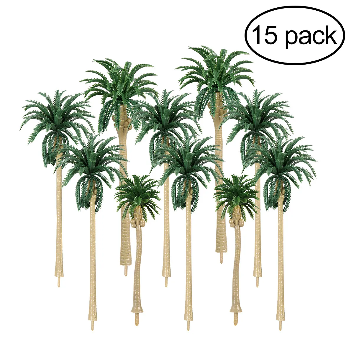 

15Pcs Realistic Green Coconut Palm Trees for Ho N Z Scale Mini Landscape DIY Decor Living Room Desk Kitchen Gift Scenery Tree