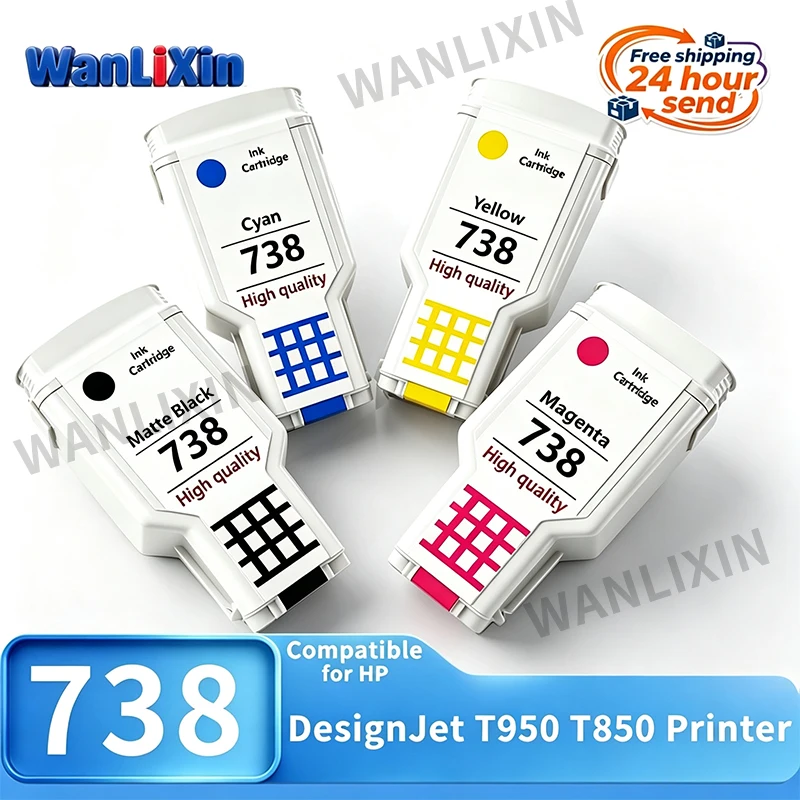 1 pcs 738 Ink Cartridge 676M6A 676M7A 676M8A 498N8A Color Inkjet with High quality Compatible for HP DesignJet T950 T850 Printer
