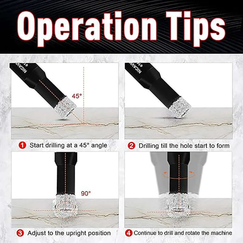 6/4/1PCS M14 드라이 다이아몬드 코어 드릴 비트 6-16mm 타일 구멍 톱 세라믹 대리석 자연 석재 드릴링 도구 드릴 비트 세트