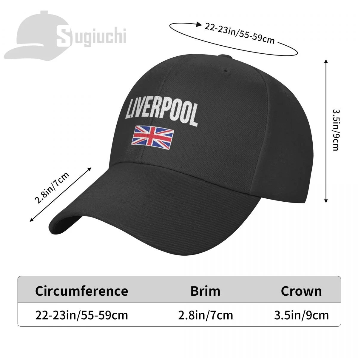 Liverpool England British Flag Union Jack UK Sun Baseball Cap Hats Adjustable For Men Women Unisex Cool Outdoor Hat