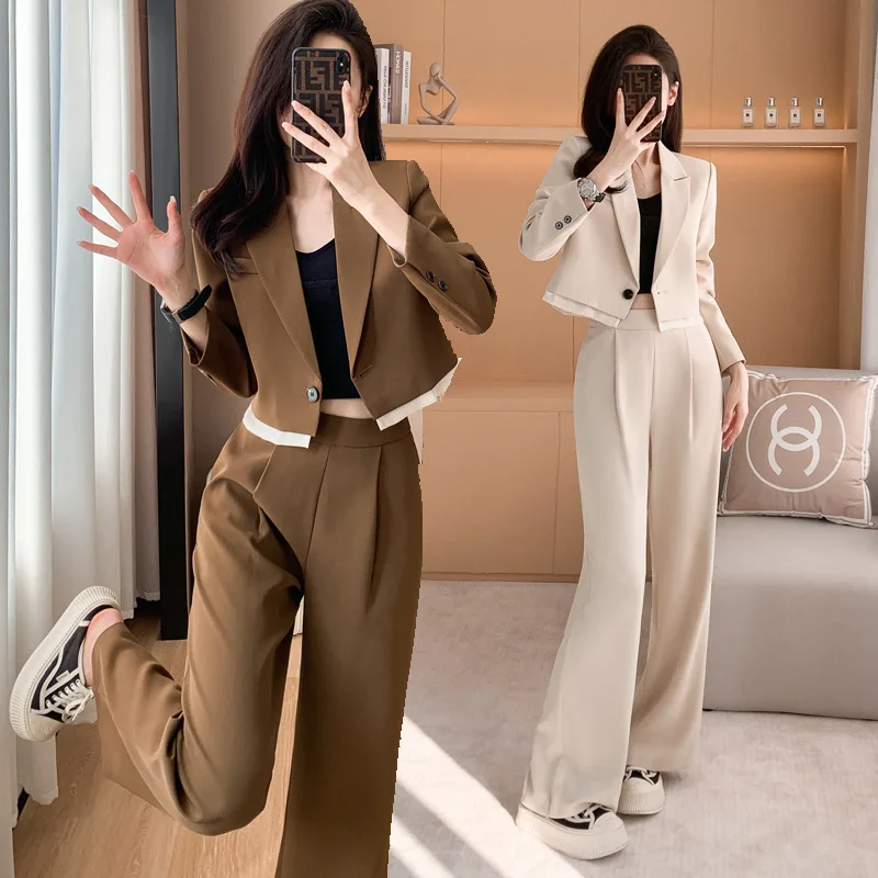 

Small Net Red Short Casual Suit Women 2023 New High Class Elegant Suit Jacket Two-Piece Set