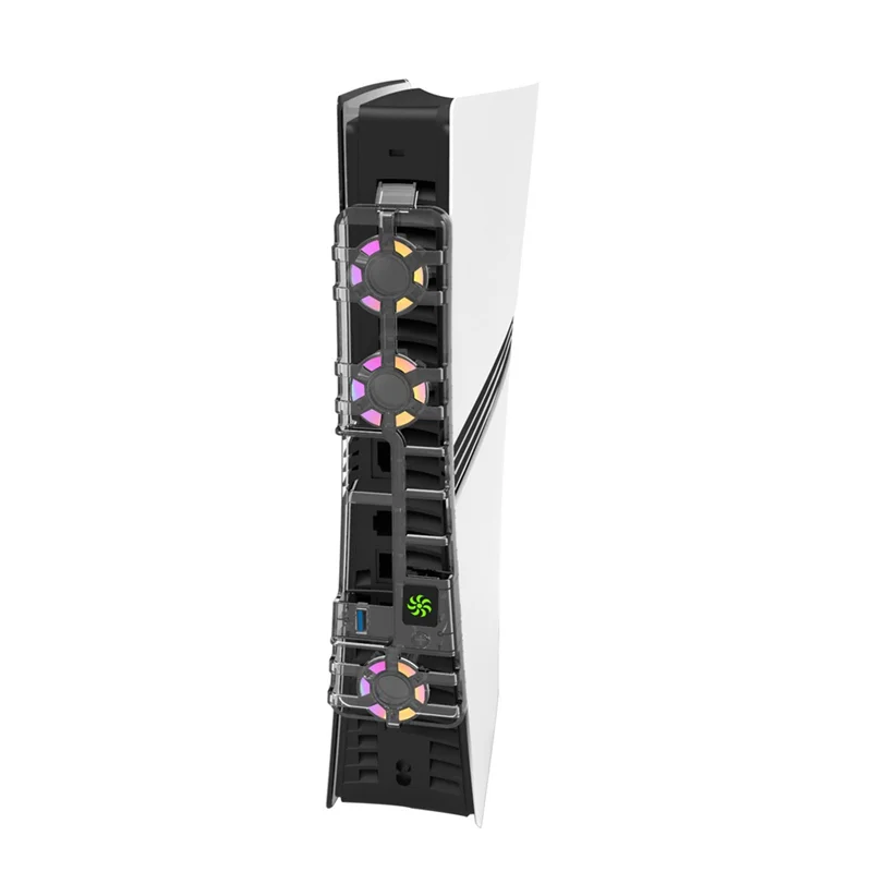 ABHE-For PS5 PRO مروحة تبريد لوحدة التحكم في الألعاب PS5 مروحة خلفية ذكية للتحكم في درجة الحرارة مروحة خلفية ثلاثية السرعات قابلة للتعديل باللون الأسود