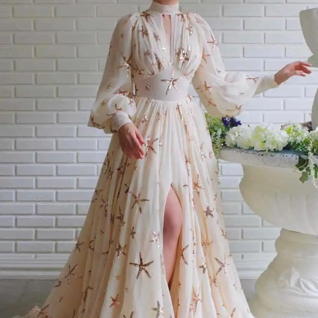 

Aileen Puff Sleeves Round Neck Star Dress Women Elegant Party Dresses 2024 for Wedding Dress Evening Gown Robe De Soiree Femmes