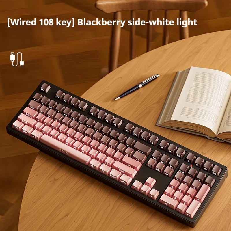 ALUA Cherry Cherry Axis Carved Mechanical Keyboard Wireless Bluetooth Three Mode Girl 87 Mouse Set Game E-sports Game Keyboard