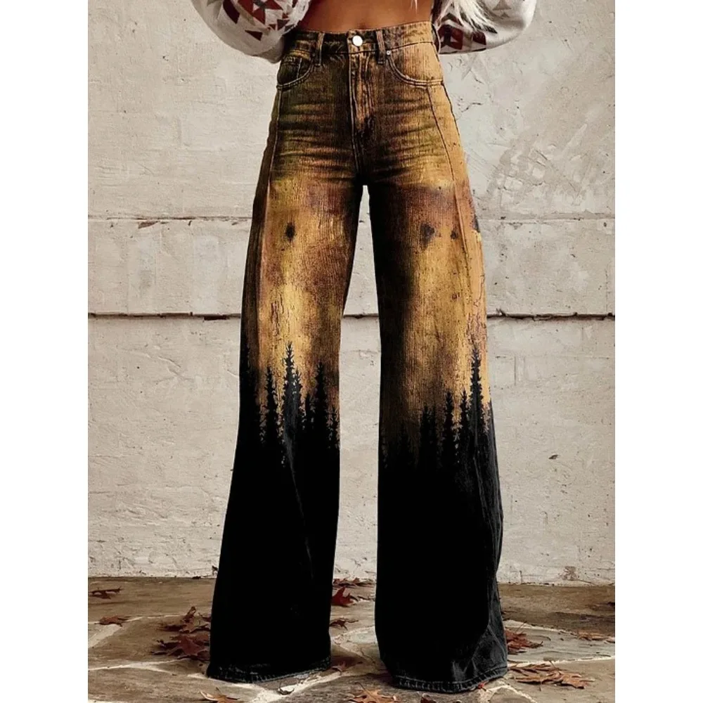 Damen Leopardenmuster Weite Hose mit Hoher Taille Baggy Y2K Vintage Streetwear Hose Locker Sitzende Lässige Tierdruck-Hose – Detail 14