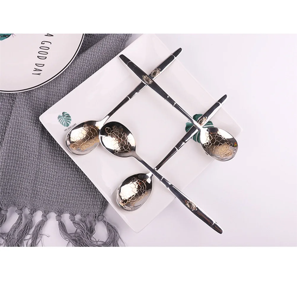

3Pcs Stainless Steel Creative Turtle Pattern Spoons Smooth Handle Multi-Use Kitchen Scoops for Food Stirring Coffee Dessert