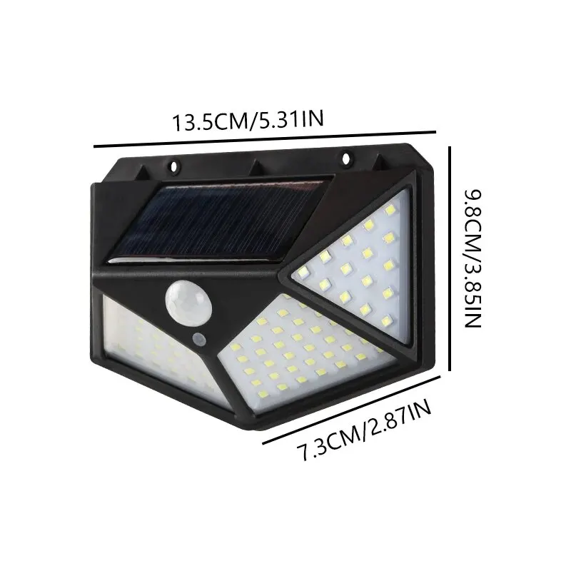 100LED Solar Wall Lamp Outdoor Lampwaterproof Motion Sensor Solar Powered Sunlight Street Lamp Garden Railing Decorative Lamp