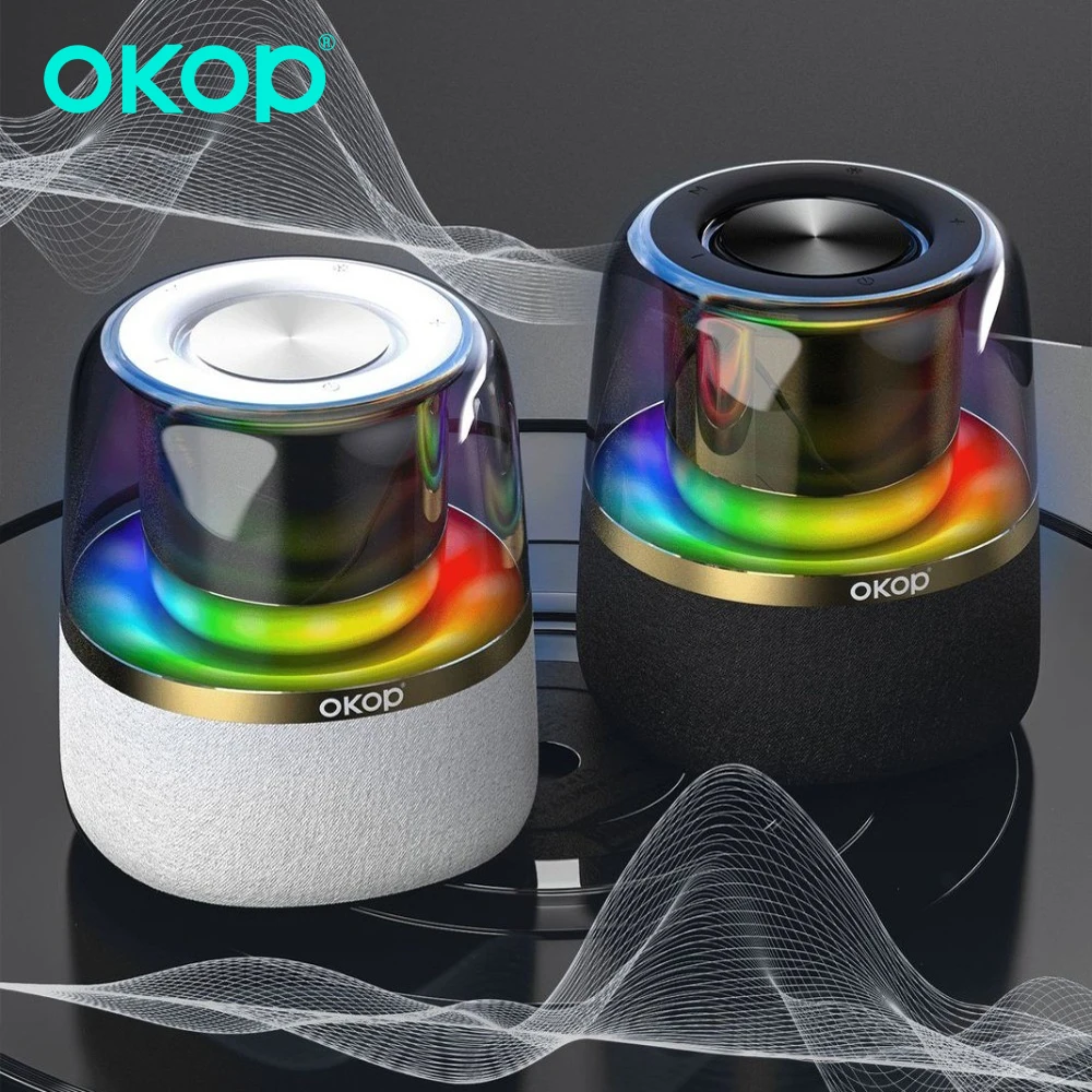 OKOP صوت بلوتوث، مضخم صوت Harmanka100W عالي الطاقة، مكبرات صوت خارجية عالية الحجم، أضواء محيطة ملونة RGB، Caixa De Som USB