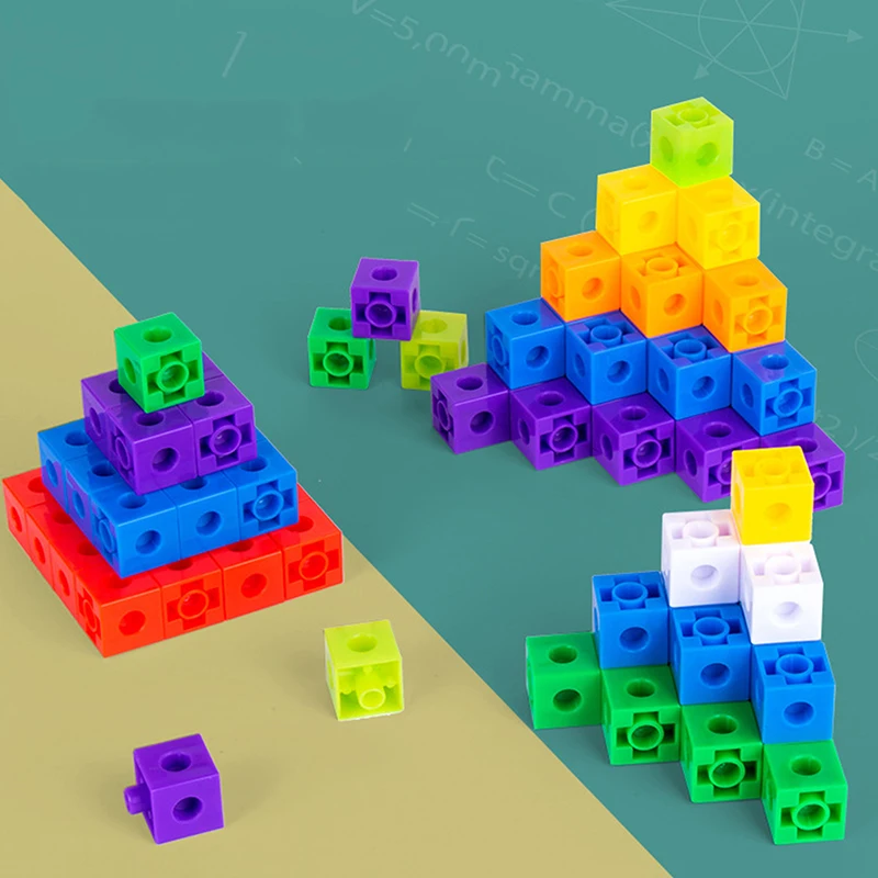 Picture 3: （Summer4）50/100 Pcs Home School Preschool Connected Cube Toys For Mathematical Counting Plastic Counting