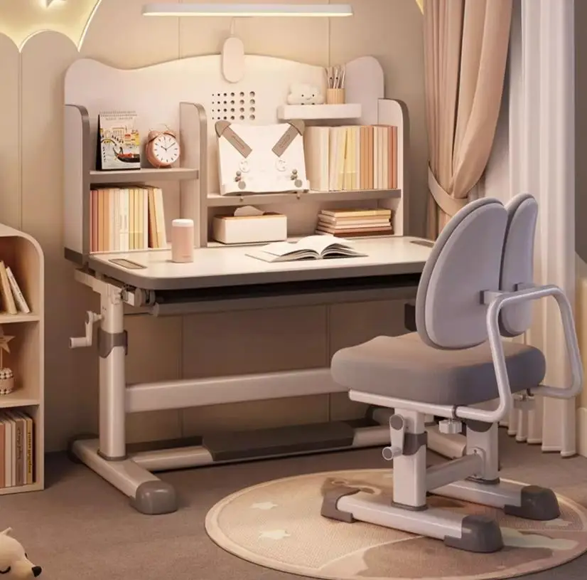 Adjustable office and home study desk and chair set, suitable for computer use or writing, durable and comfortable