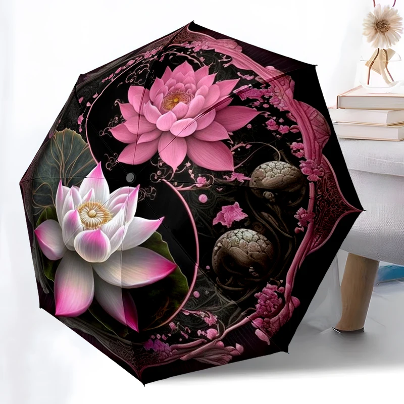 Yinyang Lotus Umbrella, Lightweight & Portable, 8-Rib Iron Frame, Perfect for Outdoor Travel, Home Accessory, Christmas Gifts