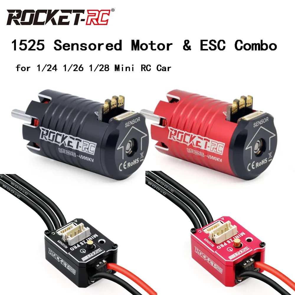 Rocket RC 1525 13.5T 17.5T 21.5T Motor MINI28 Pro Sensored Brushless ESC Speed Controller for Rc 1/24 1/28 GL Racing/Drift Car