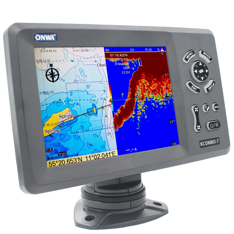 ONWA kcombo-7 7inch színben LCD monitor GPS Diagram Író Tengerjáró hajós Darabont Kis dzsesszegyüttes vel fishfinder számára horgászni Ekhó sounder