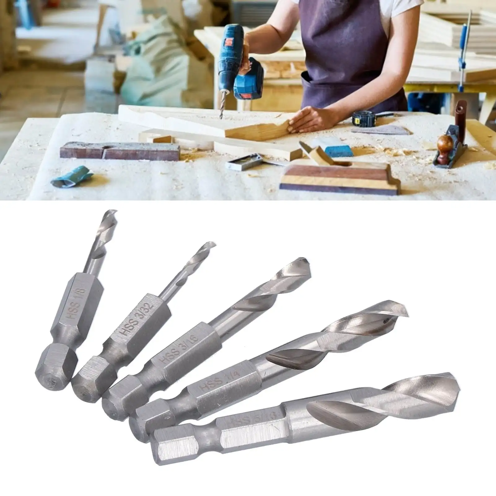 Drill Bits Set  High Speed Steel Hex Shank Short Drill Bits for Machining Drilling Hex Shank Drill Bits