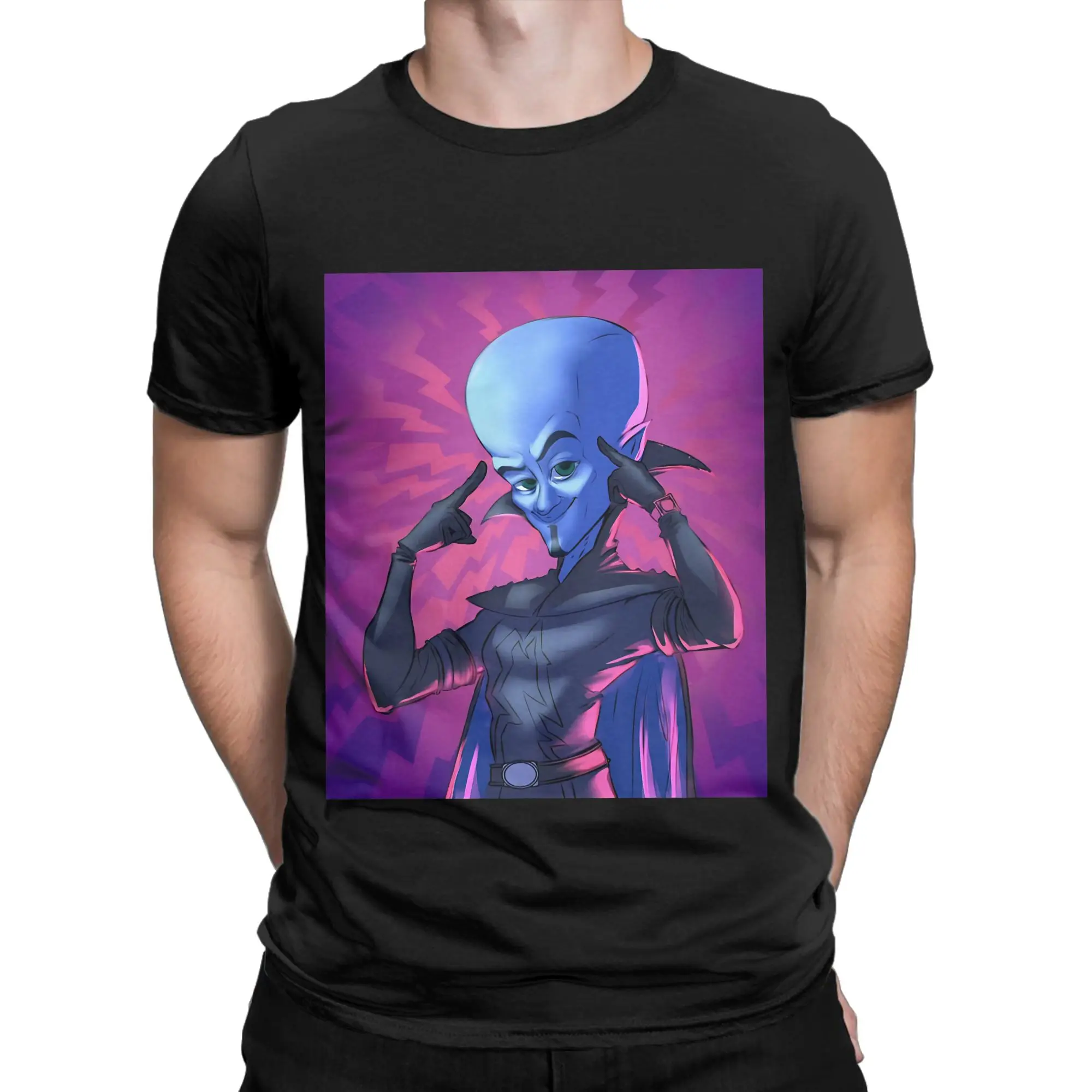 Art Megamind Classic Shirt purple Funny Graphic 100% Cotton T-Shirt Megamind vs The dDoom Syndicate Tees Tops For Men