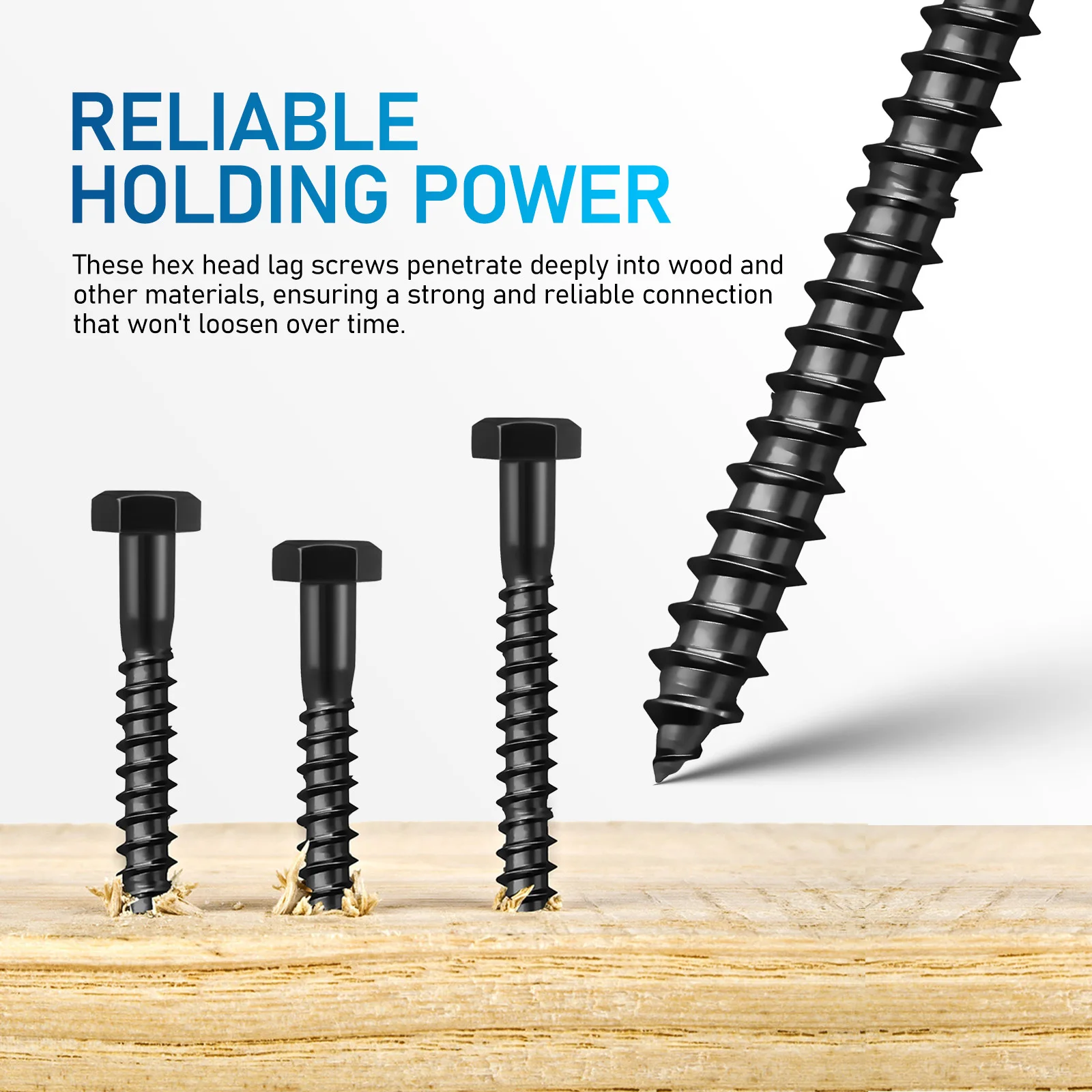 

10Pcs Lag Bolts for Wood Exterior Carbon Steel Head Lag Screw Bolt with Hexagon Drive for Structural Assembly M8