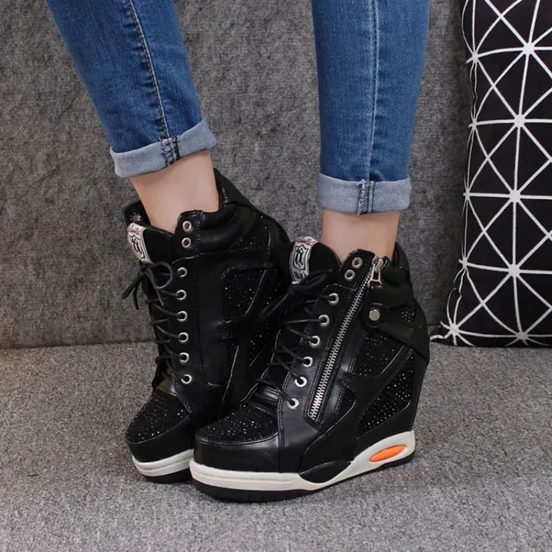 Shoes Womens Sneakers with Platform Woman Shoe Luxury Wedge Heel Basket Autumn Winter Thick Fashion High Casual Running Low help