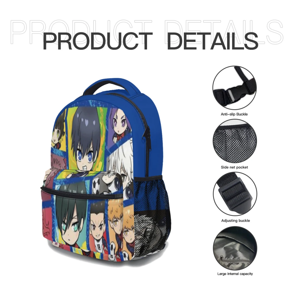 Blue Lock New Female Fashion High Waterproof College Backpack Laptop Travel Book Bag 17inch