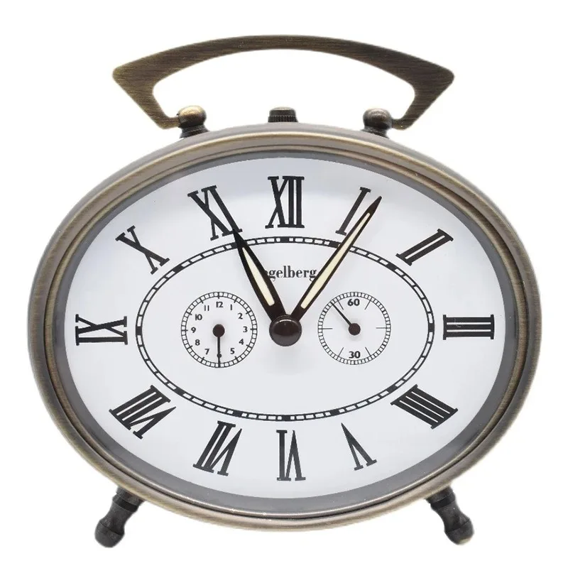 Creative Desk Clock Loud Volume Vintage Nordic Metal Mechanical Alarm Clock Simple design Bedroom Decoration Room Ornaments