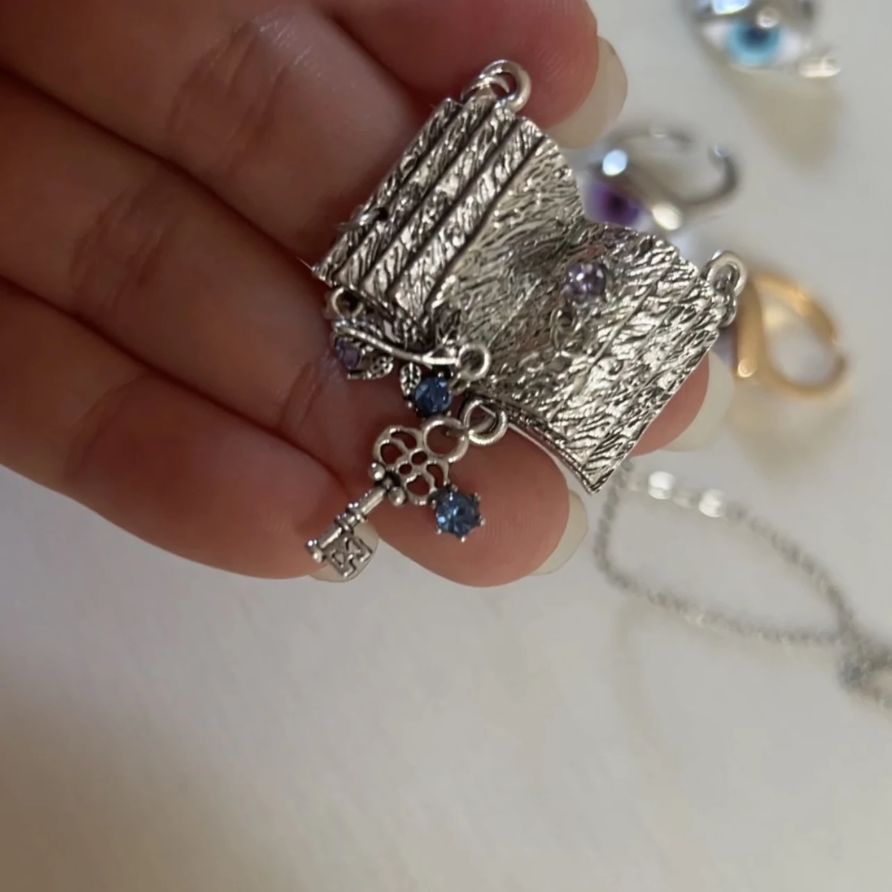 Medieval Big Eye Tears Ring, Magic Book Necklace Accessory
