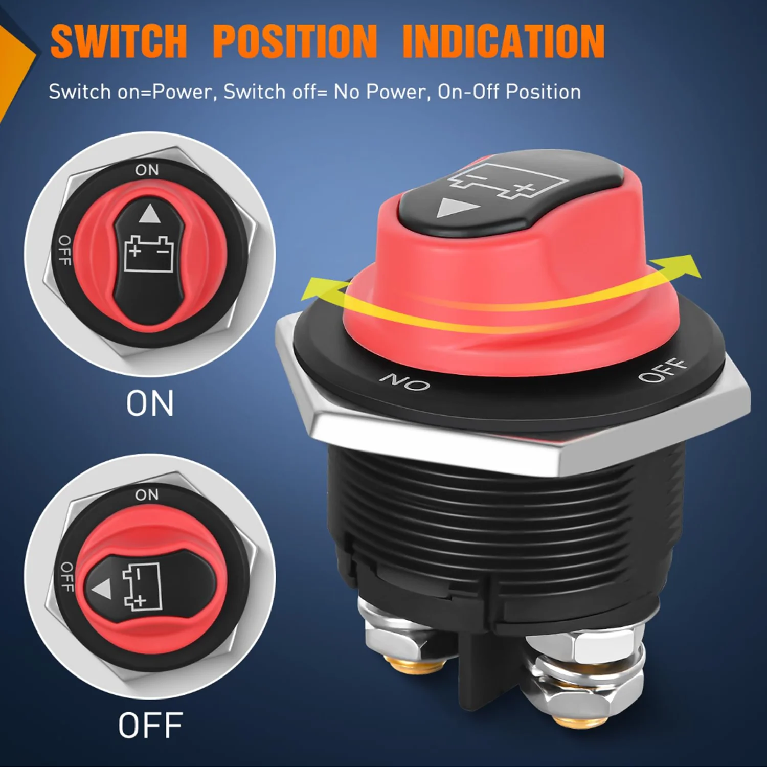 Battery Disconnect Switch Heavy Duty 12V-48V Power Cut Off Isolator for Car RV Boat ATV Yacht
