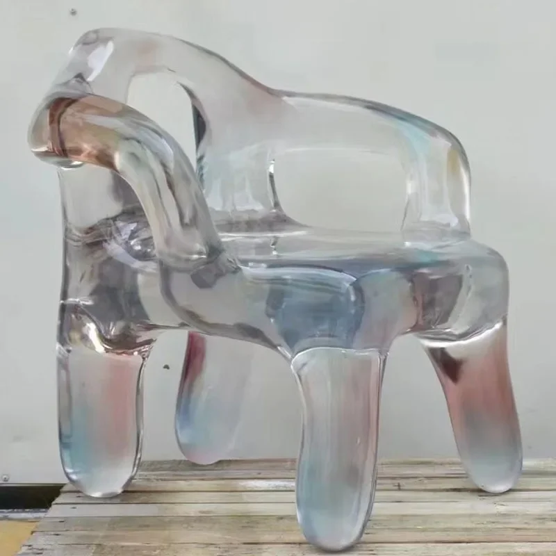 특수 형태의 곡선형 팔걸이 레저 의자 창의적인 수지 도금 고급스러운 디자인